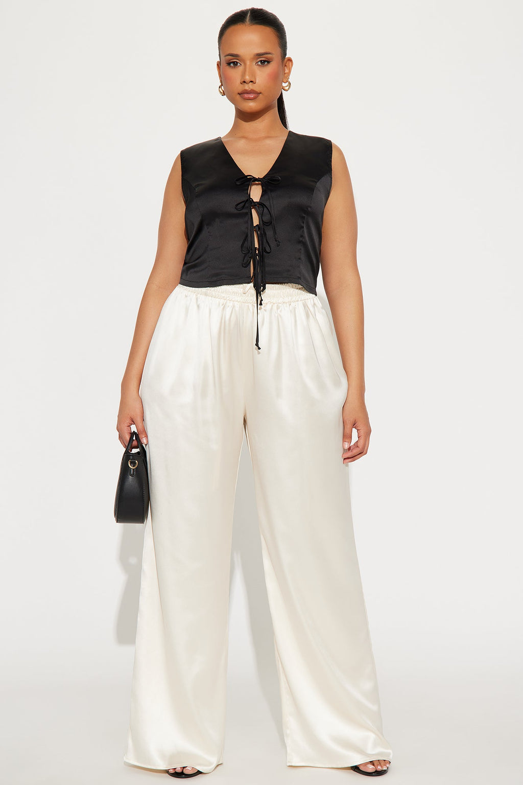 Date Night Tie Front Top - Black