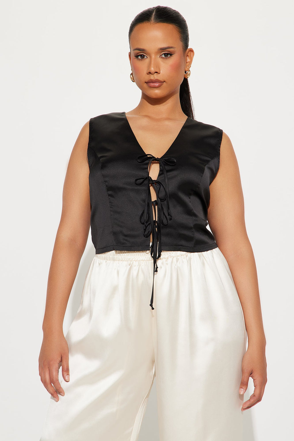 Date Night Tie Front Top - Black