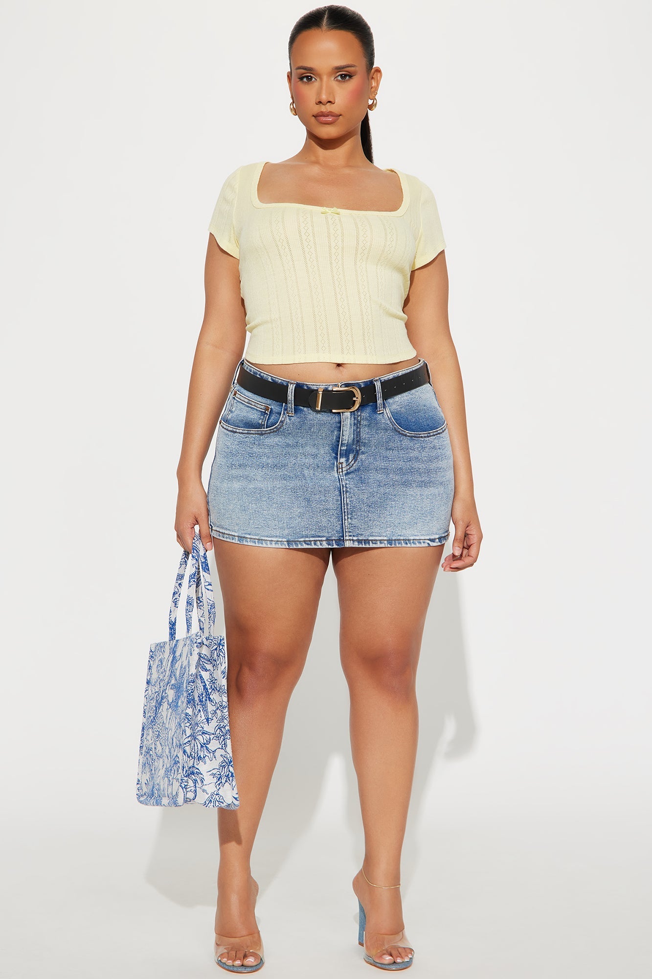 Make Me Blush Lace Trim Top - Yellow