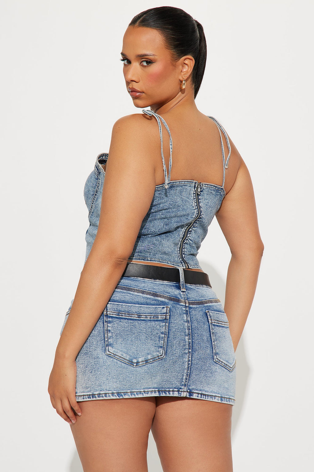 Look For Me Washed Denim Top - Acid Wash Blue