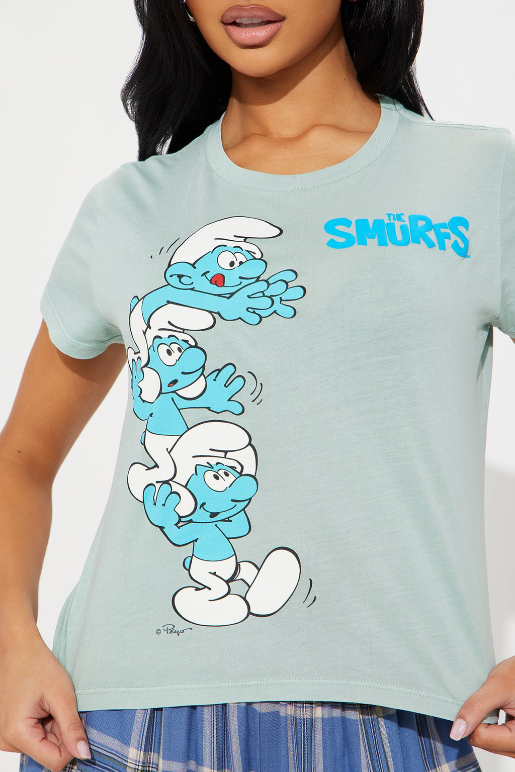 Smurfs Washed Baby Tee - Light Blue