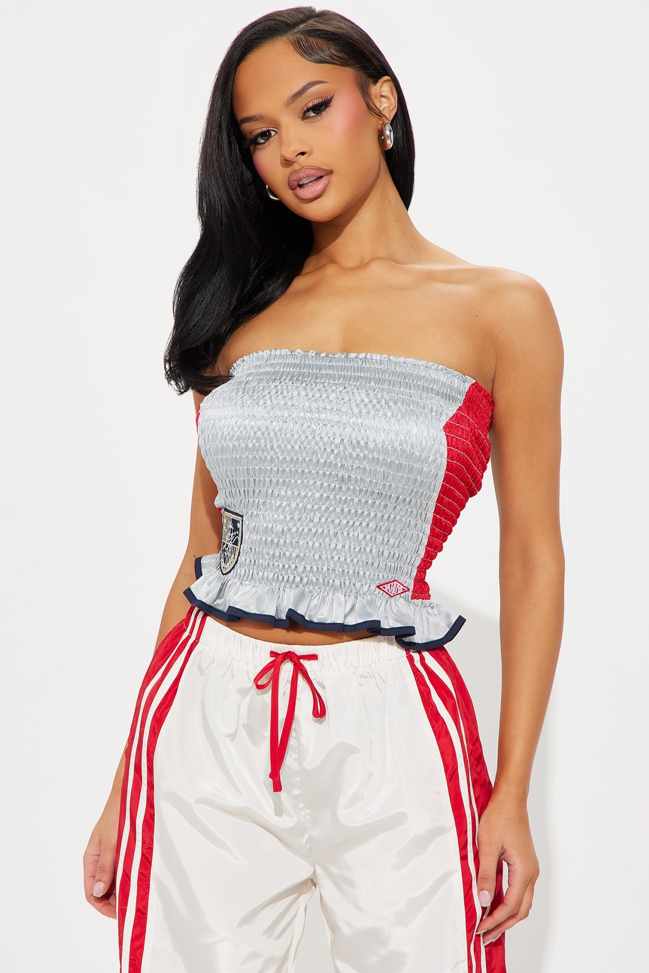 Shoot Your Shot Smocked Top - Grey