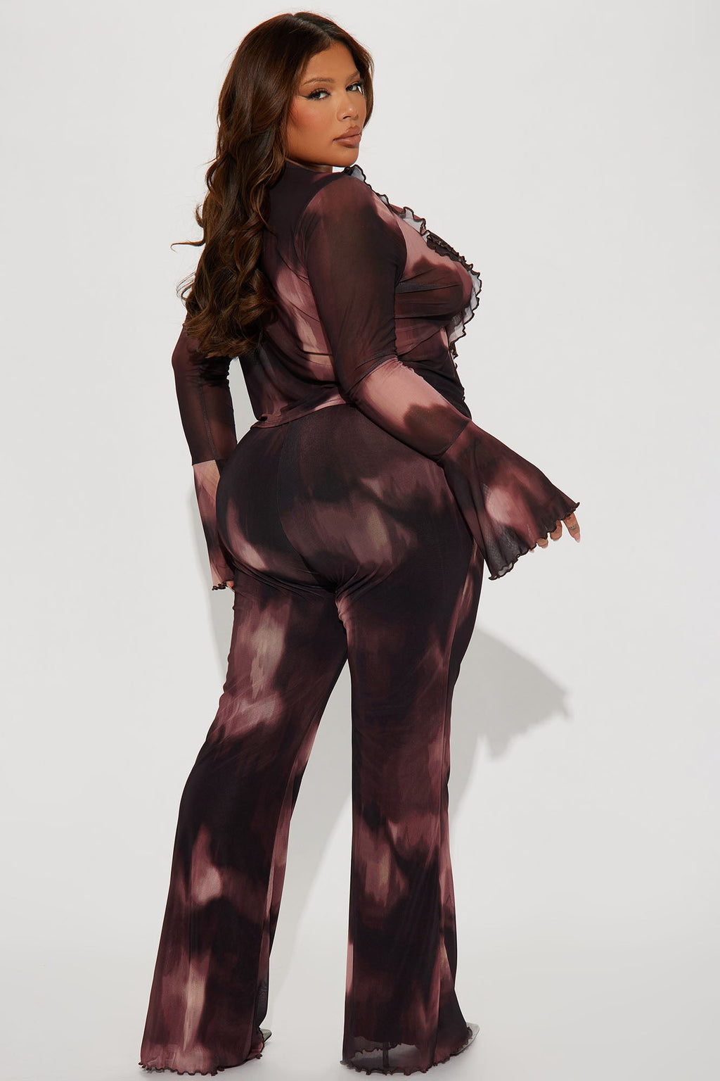 Lenny Ruffle Pant Set - Brown