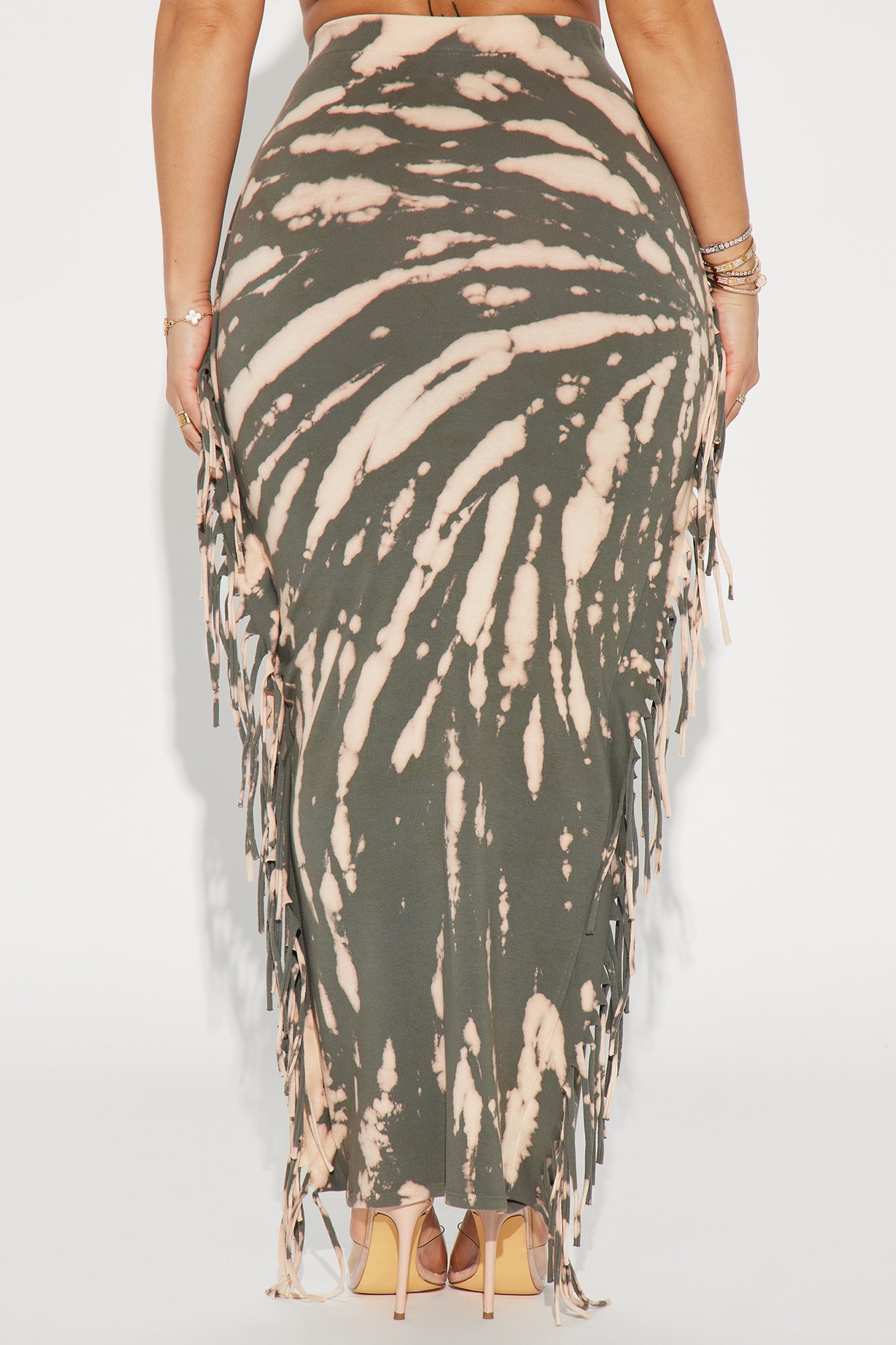 Damari Tie Dye Maxi Skirt - Olive/combo