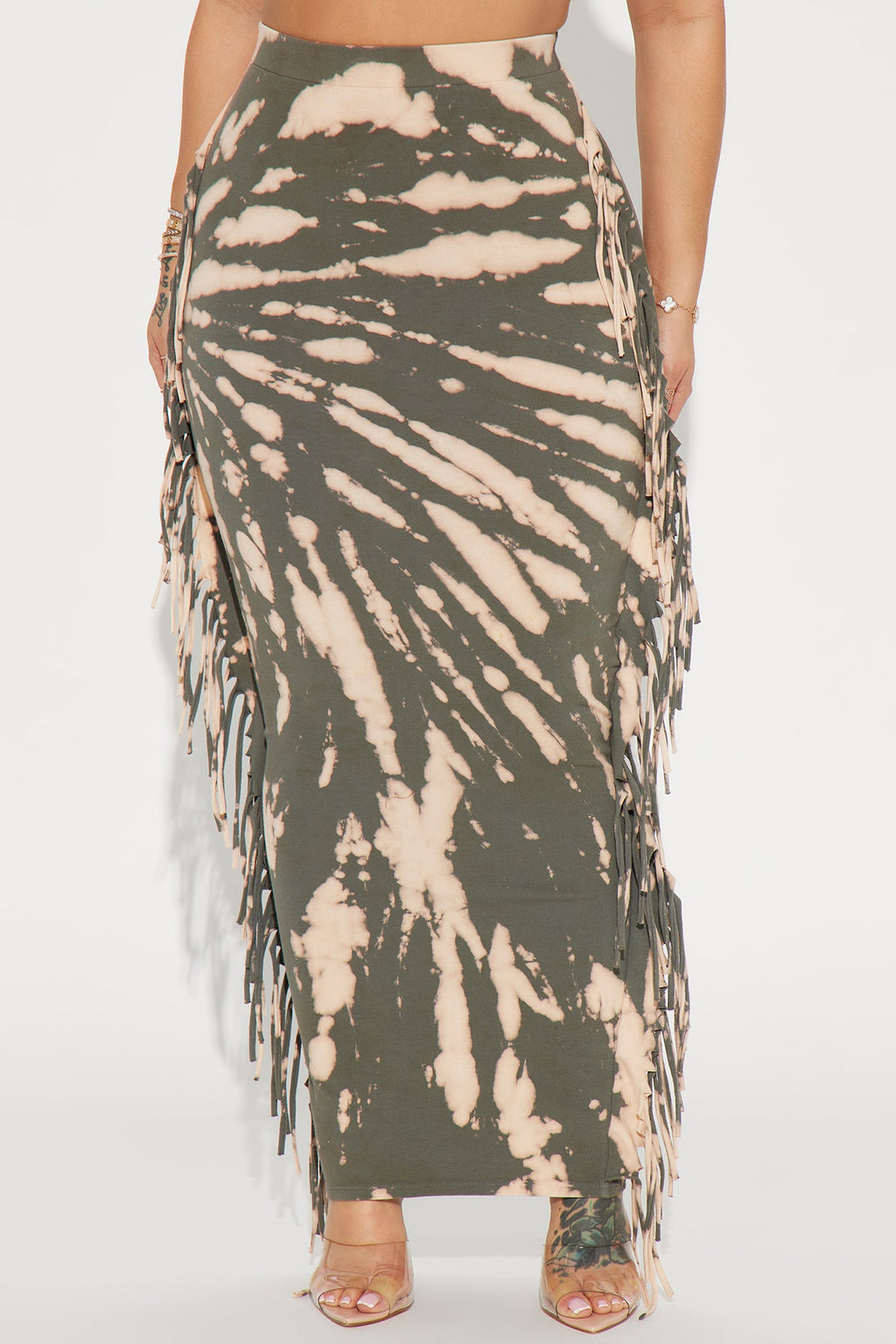 Damari Tie Dye Maxi Skirt - Olive/combo