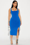 Kiss Me Sleeveless Midi Dress - Blue