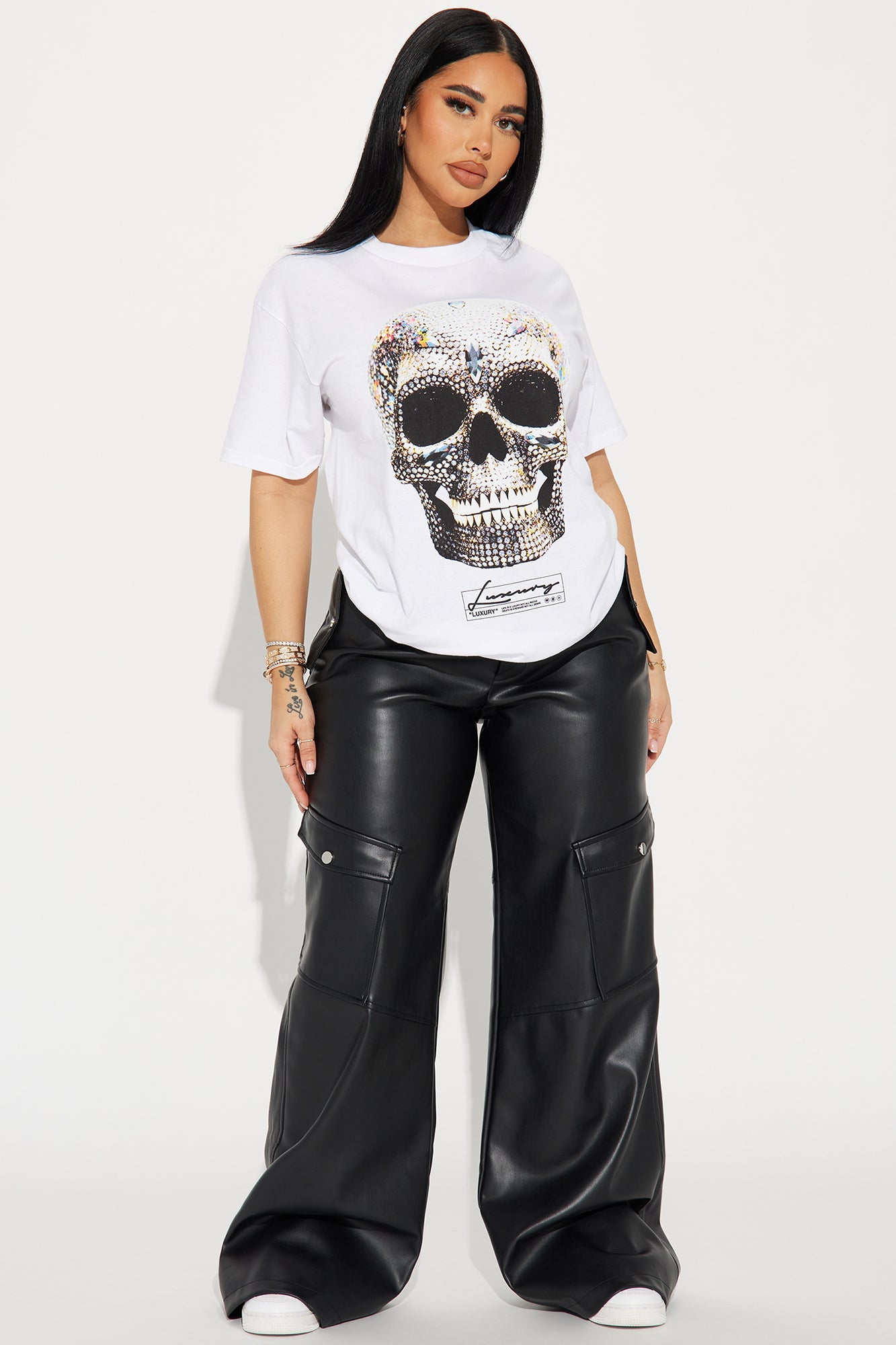 Made Of Diamonds Skull Graphic Tee - White