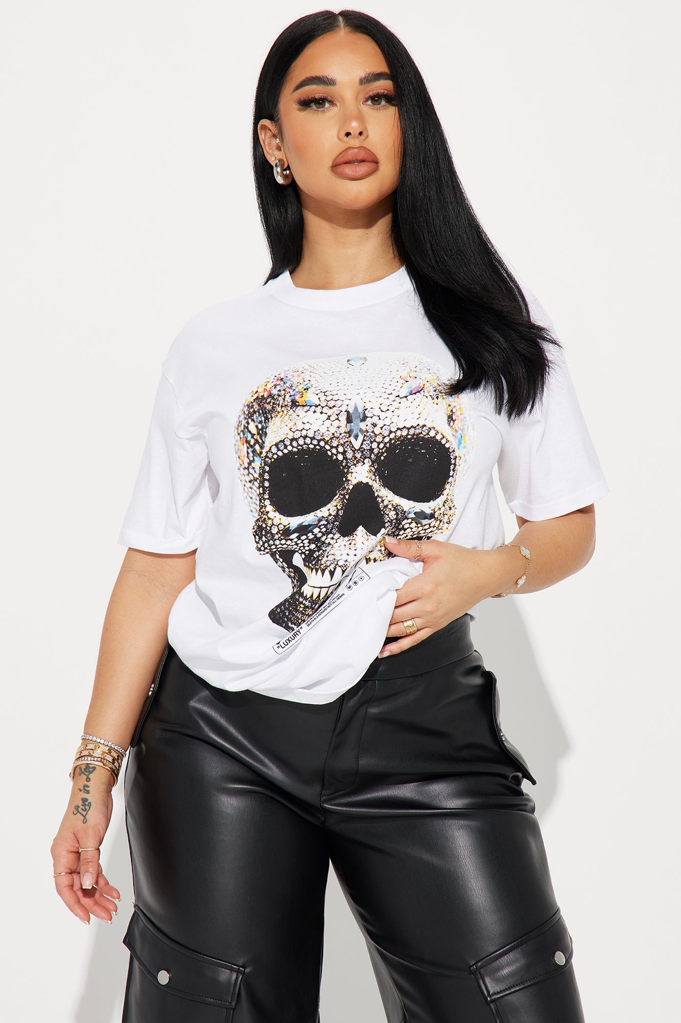 Made Of Diamonds Skull Graphic Tee - White