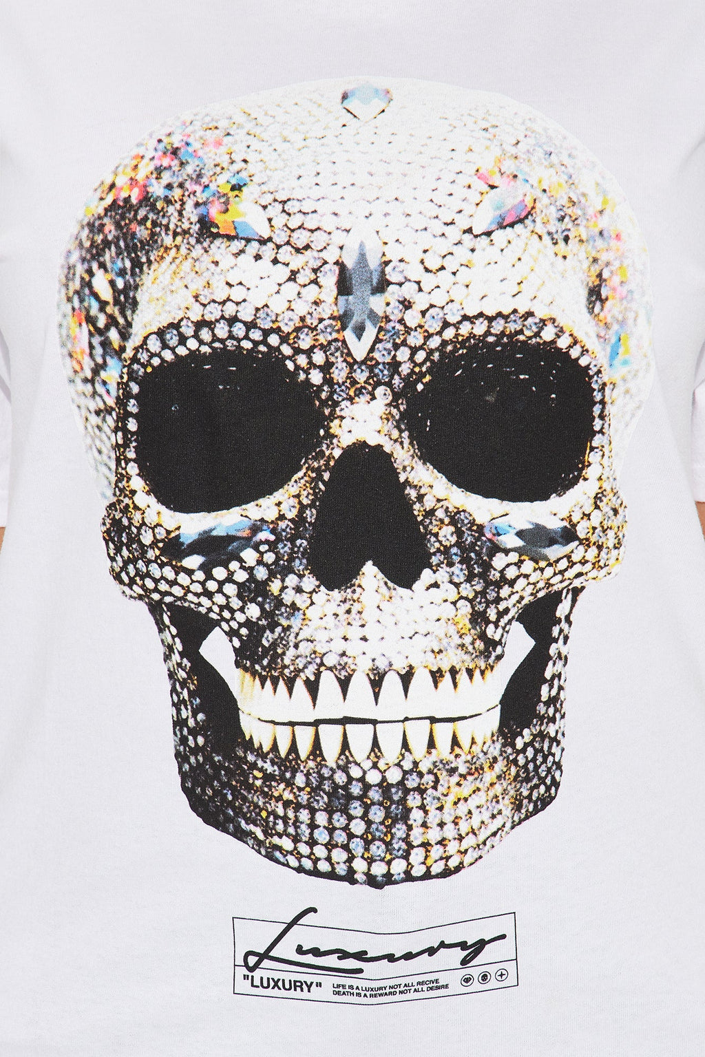 Made Of Diamonds Skull Graphic Tee - White