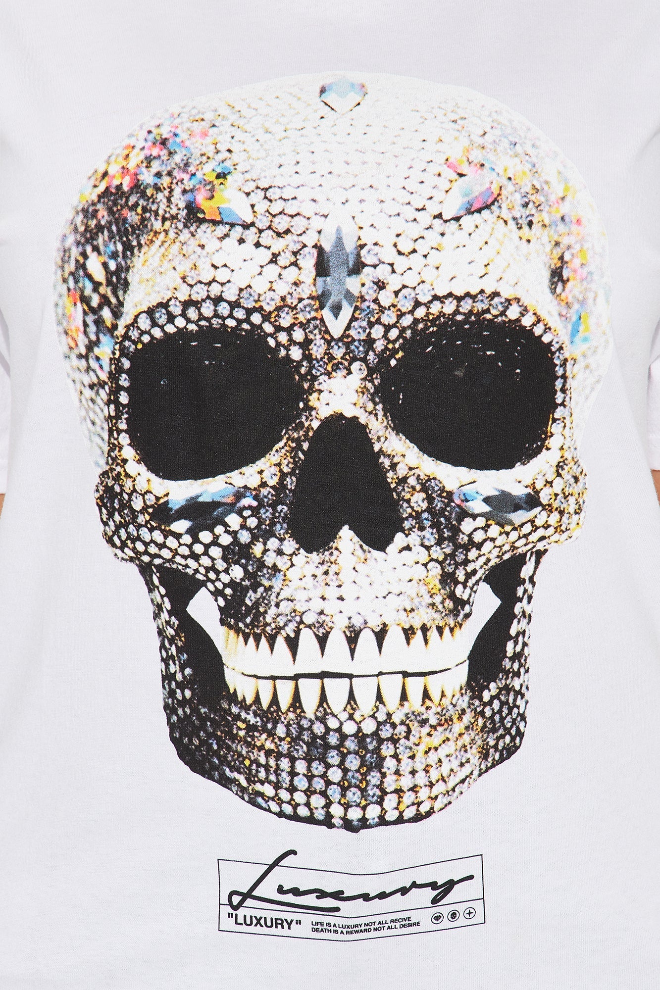 Made Of Diamonds Skull Graphic Tee - White