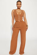 Act Right Linen Pant Set - Cognac