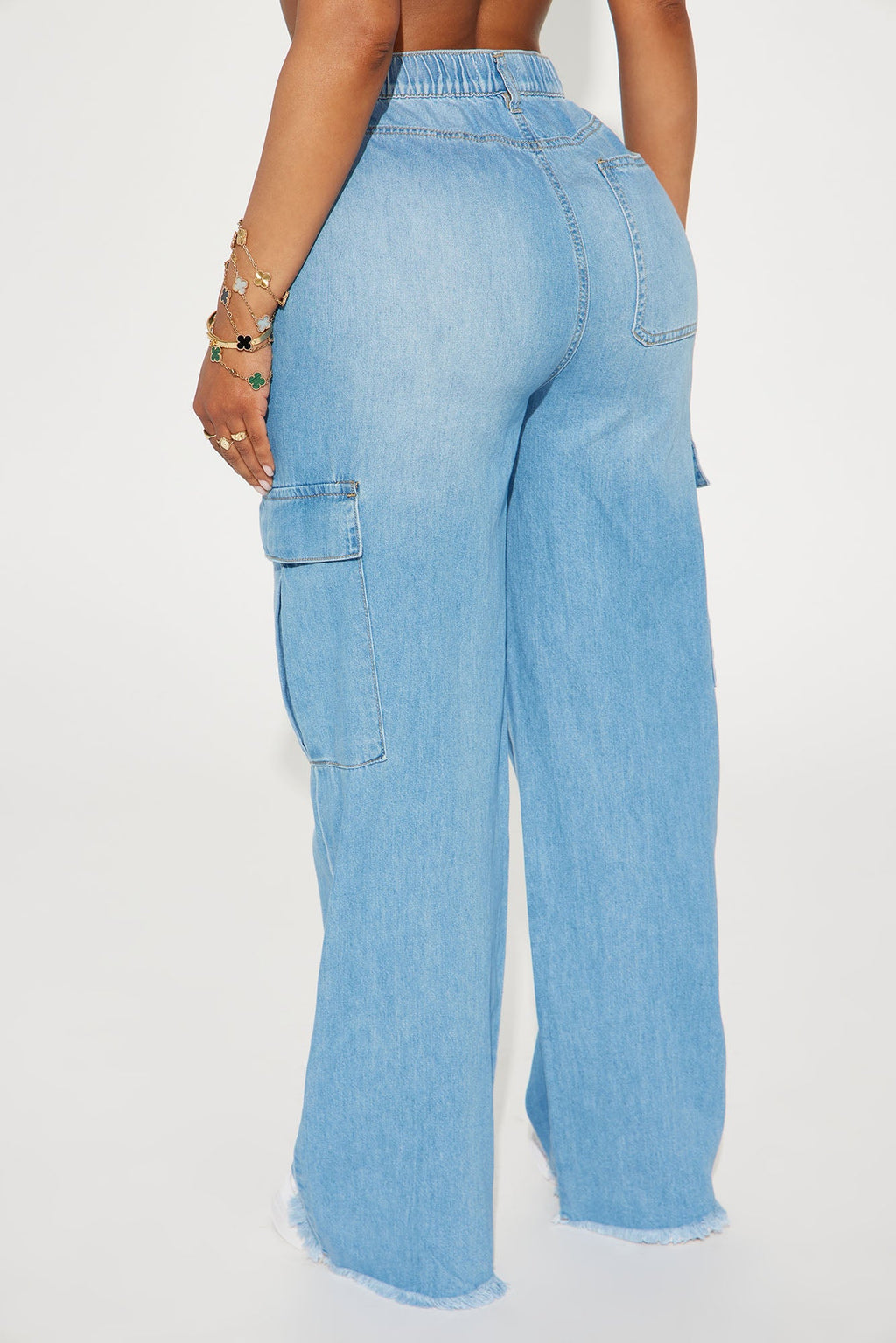 In Full Effect Baggy Cargo Jeans - Light Wash
