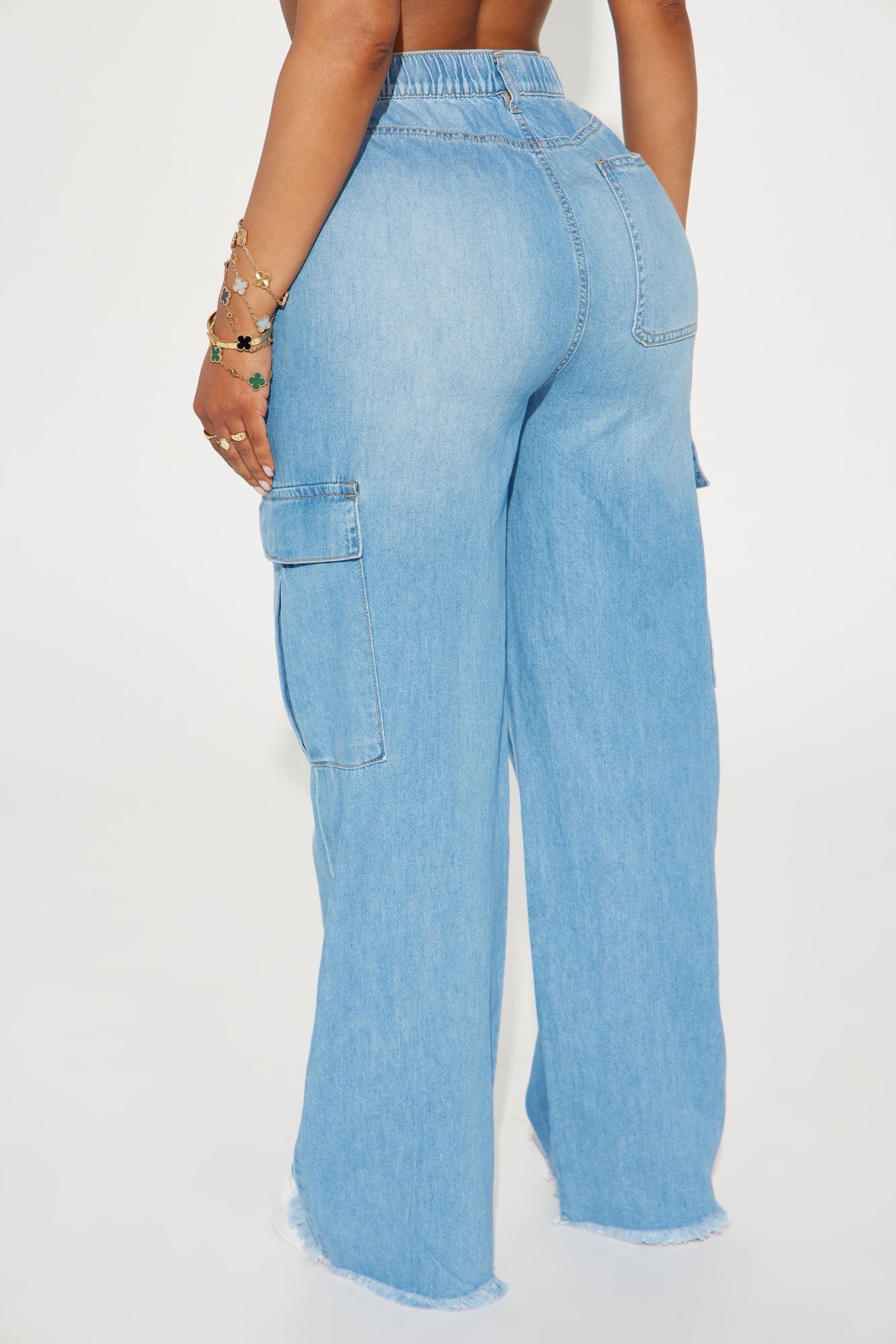 In Full Effect Baggy Cargo Jeans - Light Wash