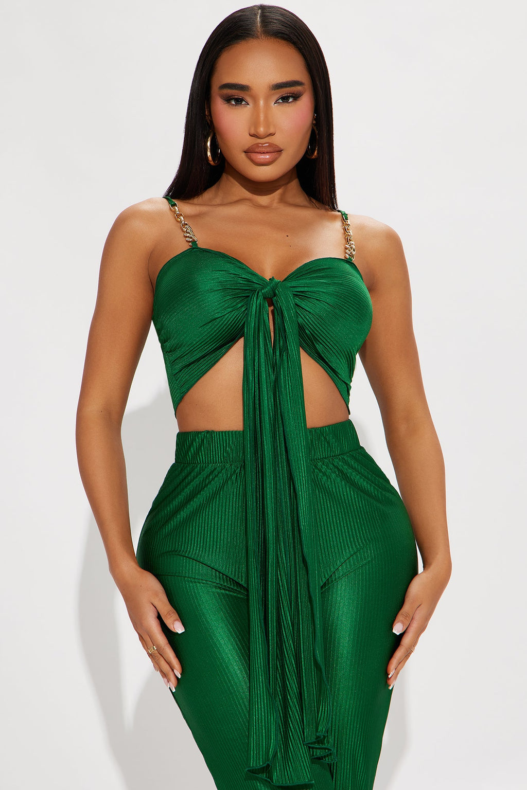 Royal Fantasies Plisse Pant Set - Hunter