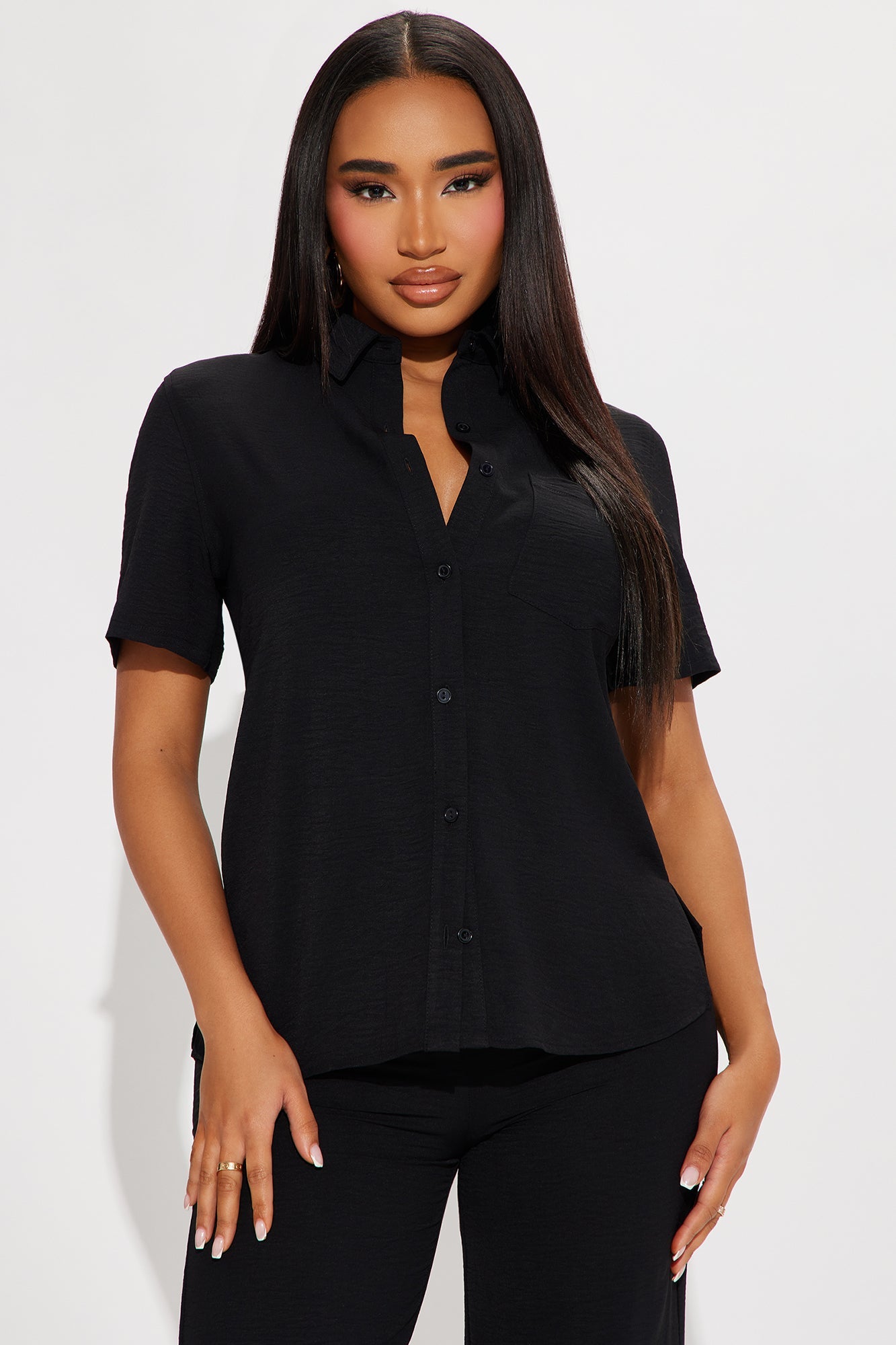 Makenzie Short Sleeve Pant Set - Black