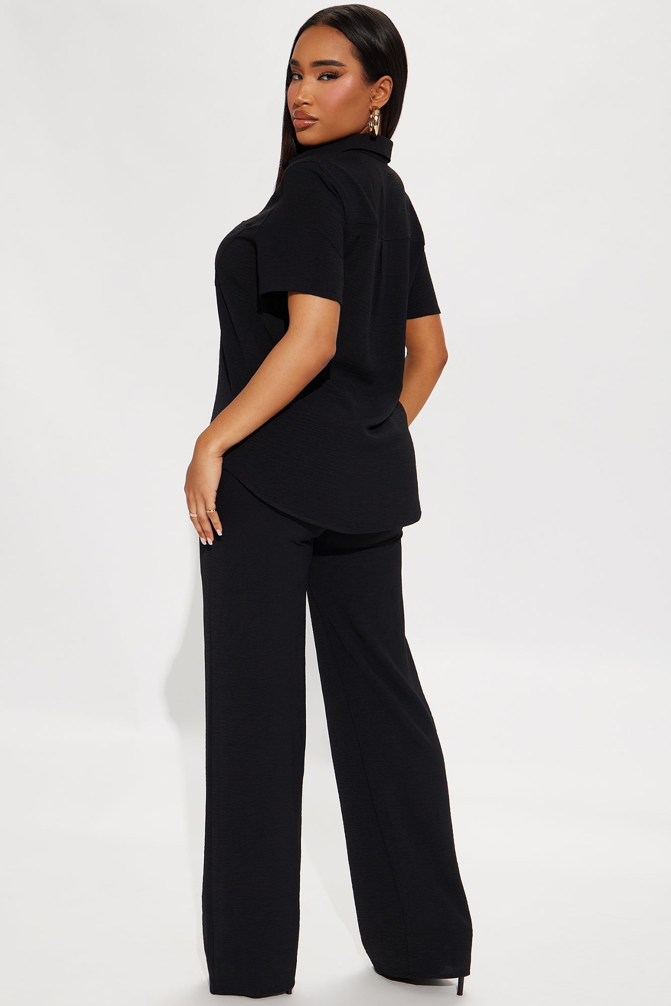 Makenzie Short Sleeve Pant Set - Black