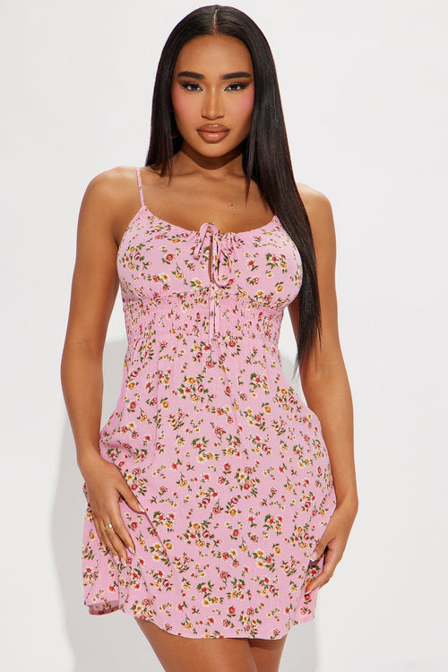 Abby Floral Mini Dress - Pink