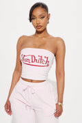 Von Dutch Velour Tube Top - Light Pink