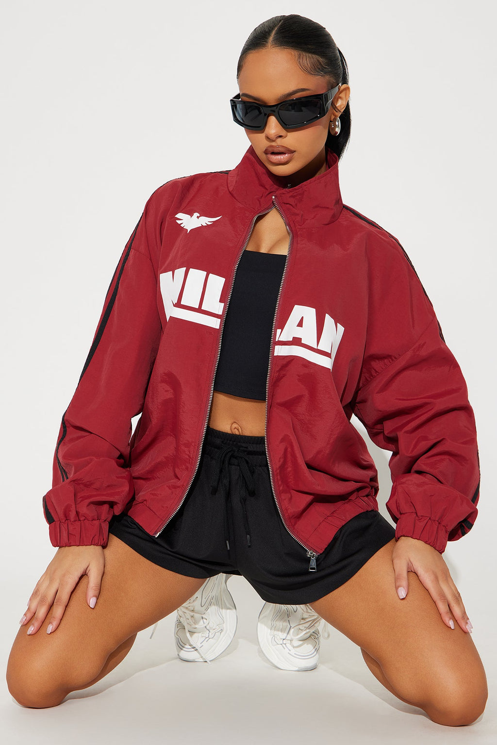 Milan Athletic Sporty Windbreaker - Brick Red