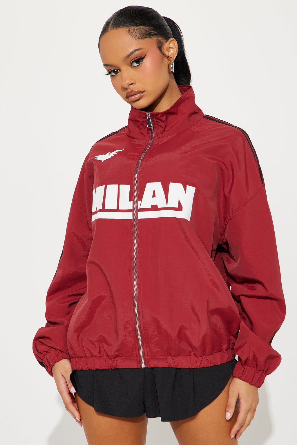 Milan Athletic Sporty Windbreaker - Brick Red