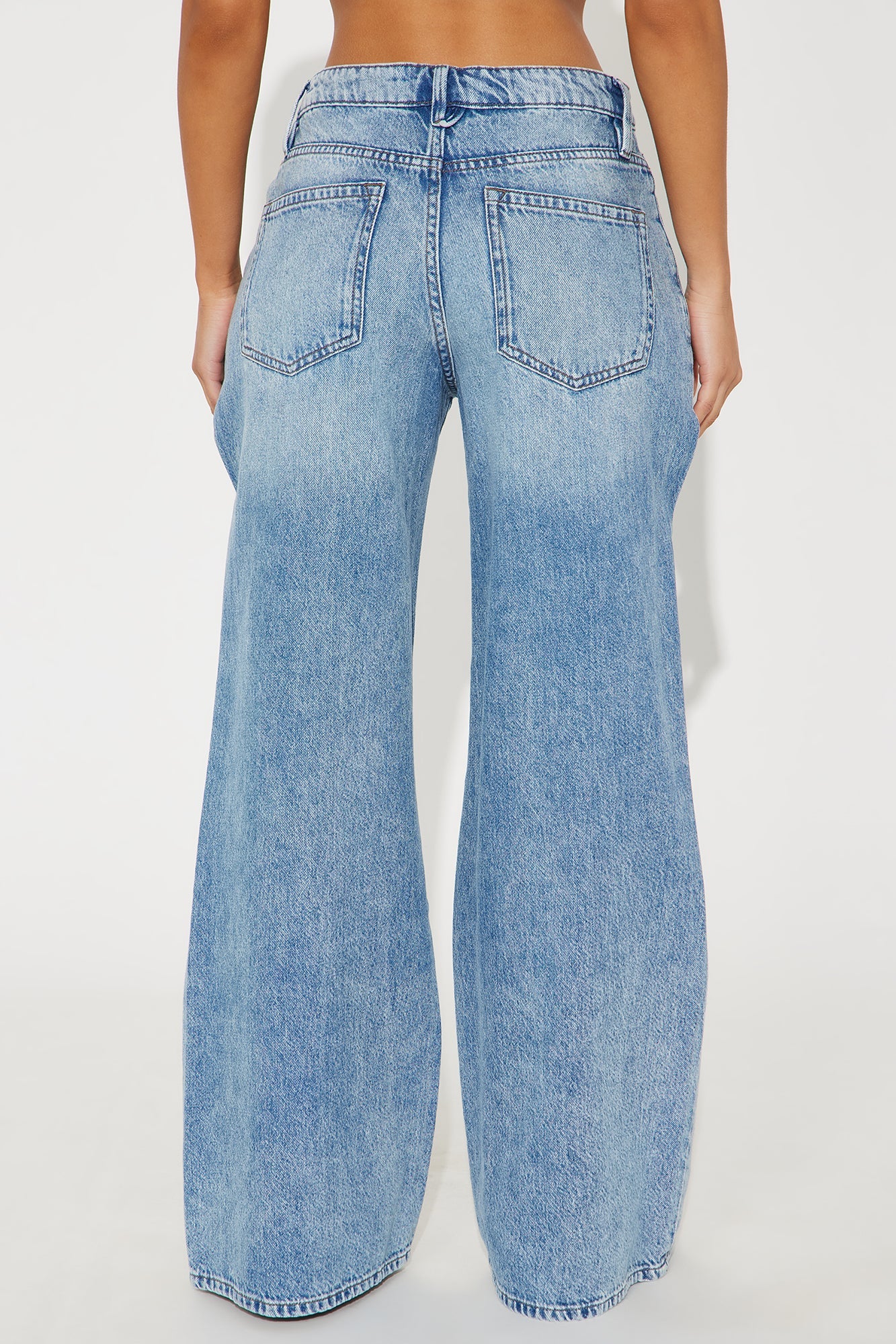 In The Rotation Cutout Baggy Jeans - Medium Wash