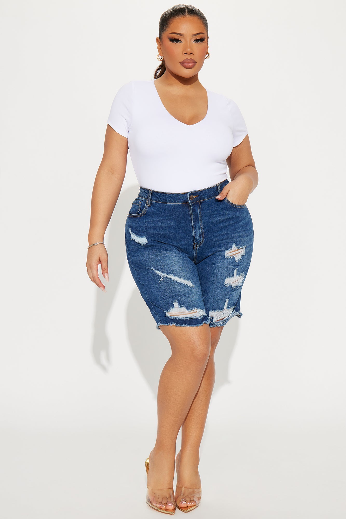 Tight Squeeze Lux Stretch Denim Bermuda Shorts - Dark Wash