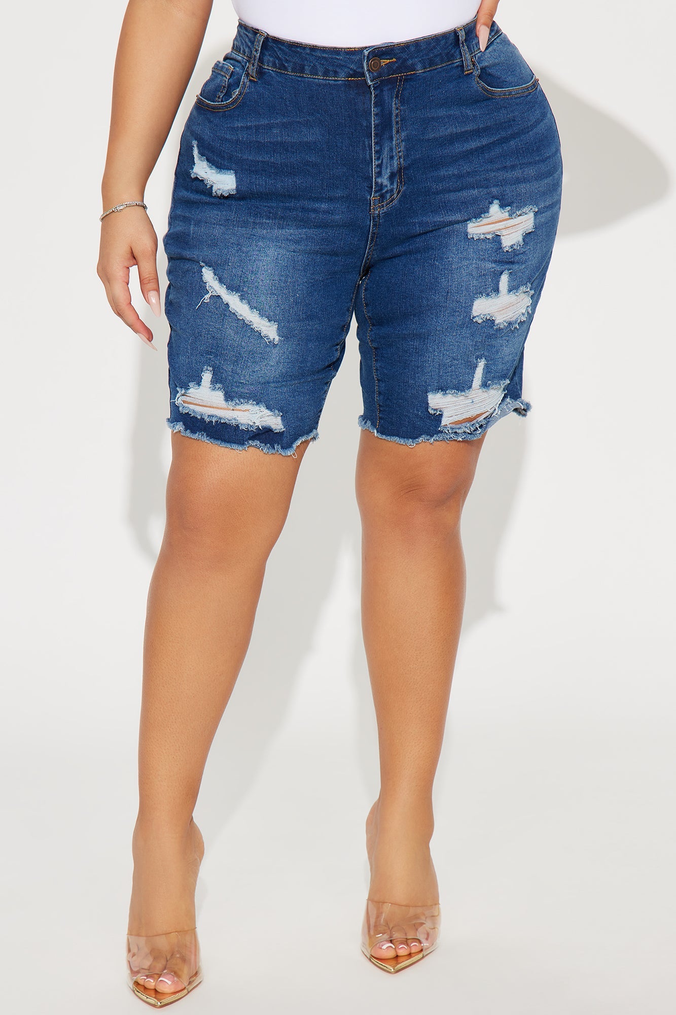 Tight Squeeze Lux Stretch Denim Bermuda Shorts - Dark Wash