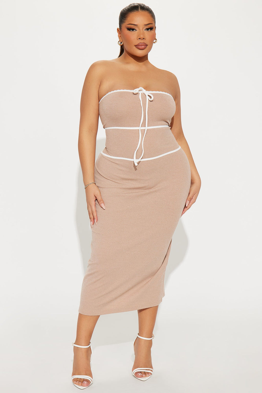 Corina Contrast Sweater Midi Dress - Mocha