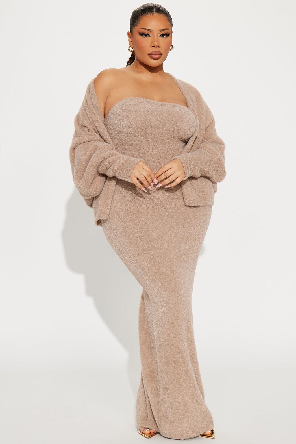 Staying Cozy Maxi Dress Set - Mocha