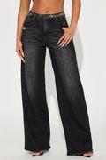 Astrid Wide Leg Baggy Jean - Black Wash