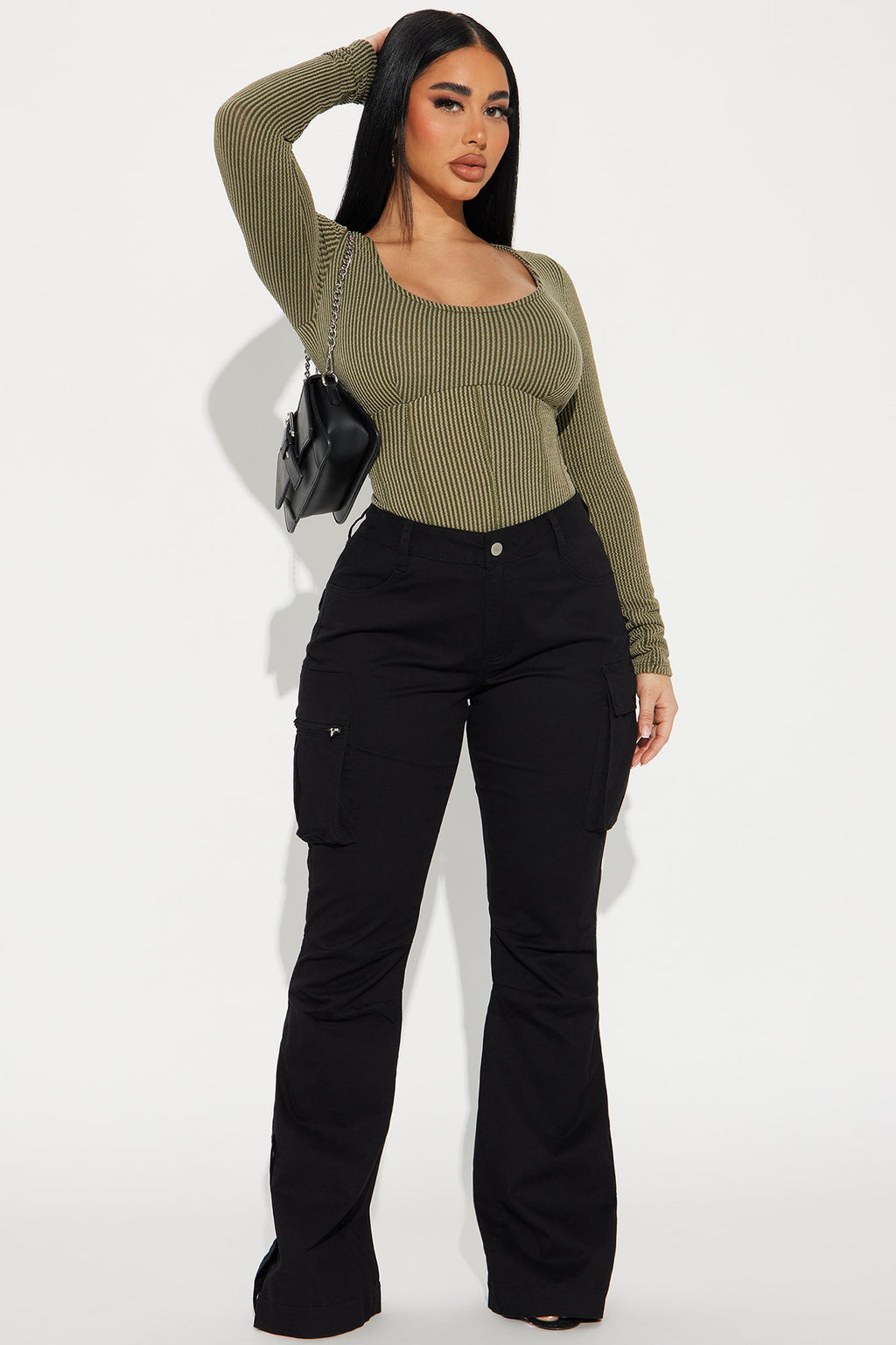 Kara Ribbed Bodysuit - Olive
