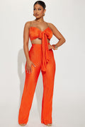 Royal Fantasies Plisse Pant Set - Orange