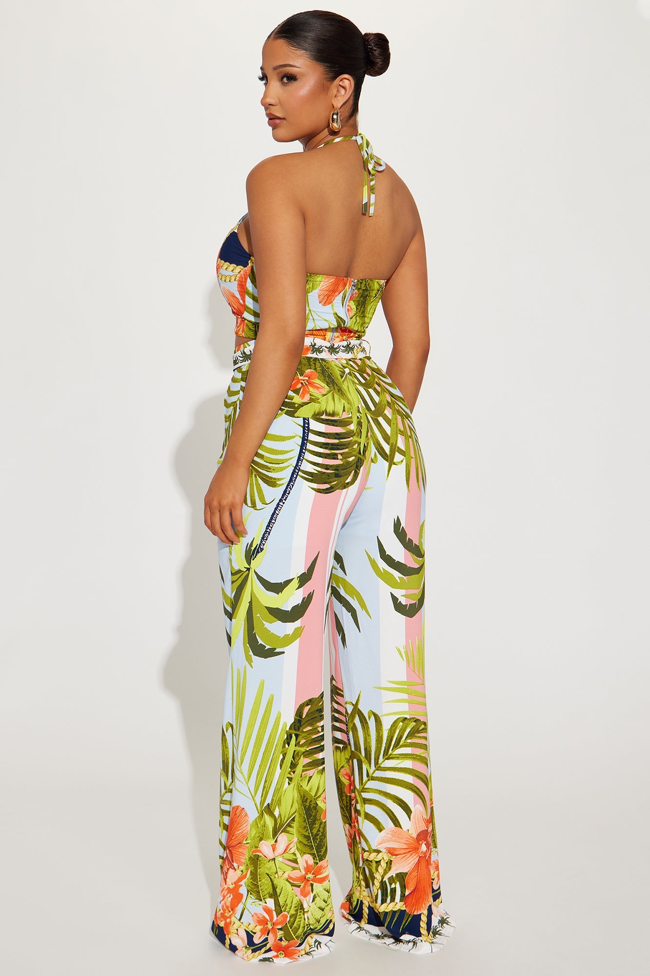 On A Vacay Tropical Pant Set - Blue/combo