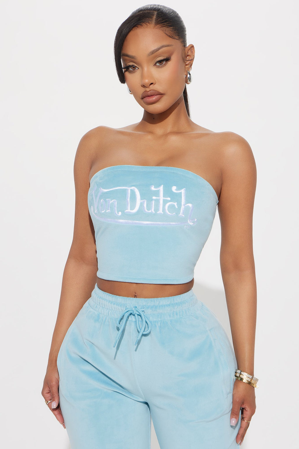 Von Dutch Velour Tube Top - Blue