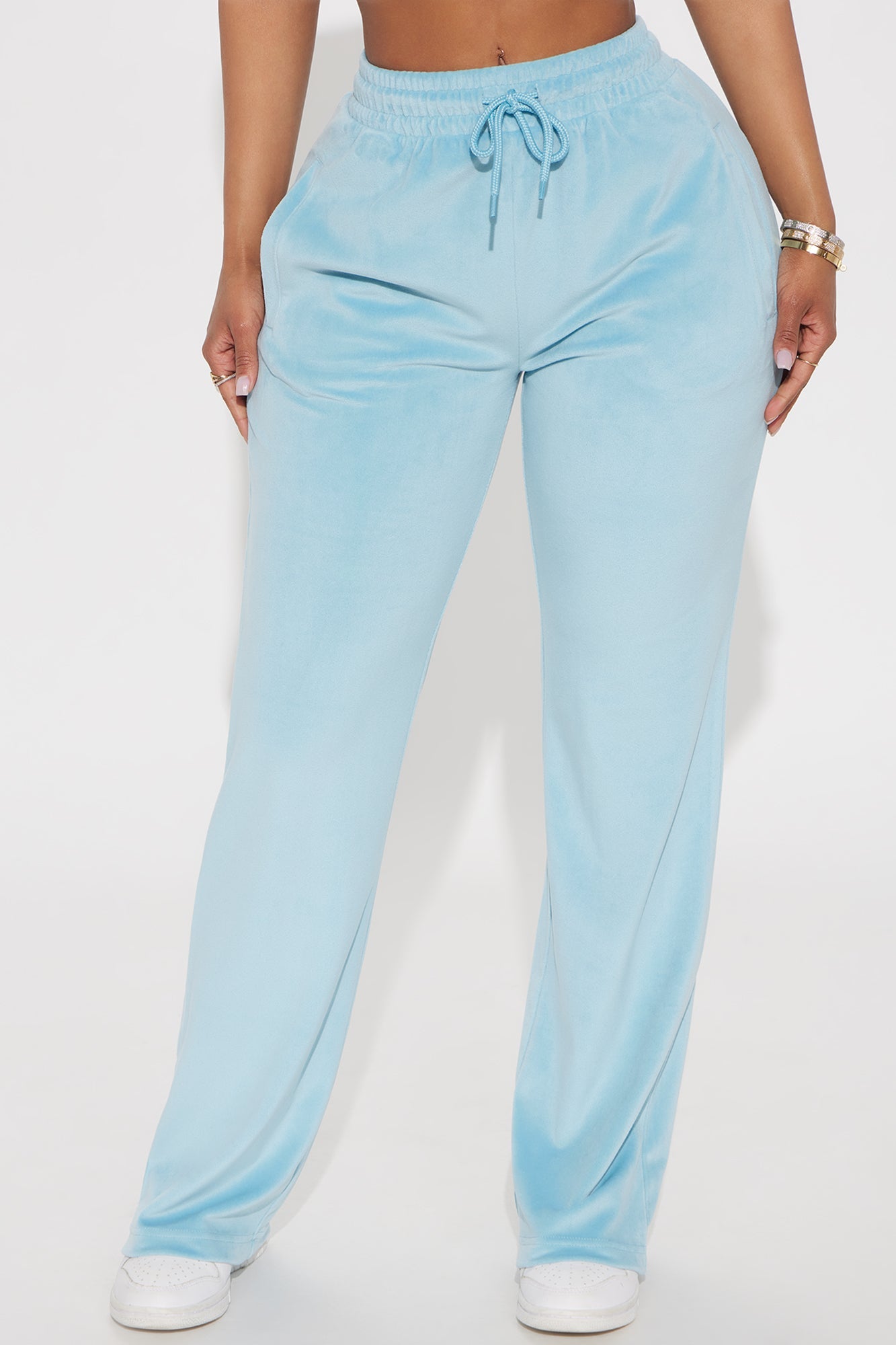 Von Dutch Velour Wide Leg Pant - Blue