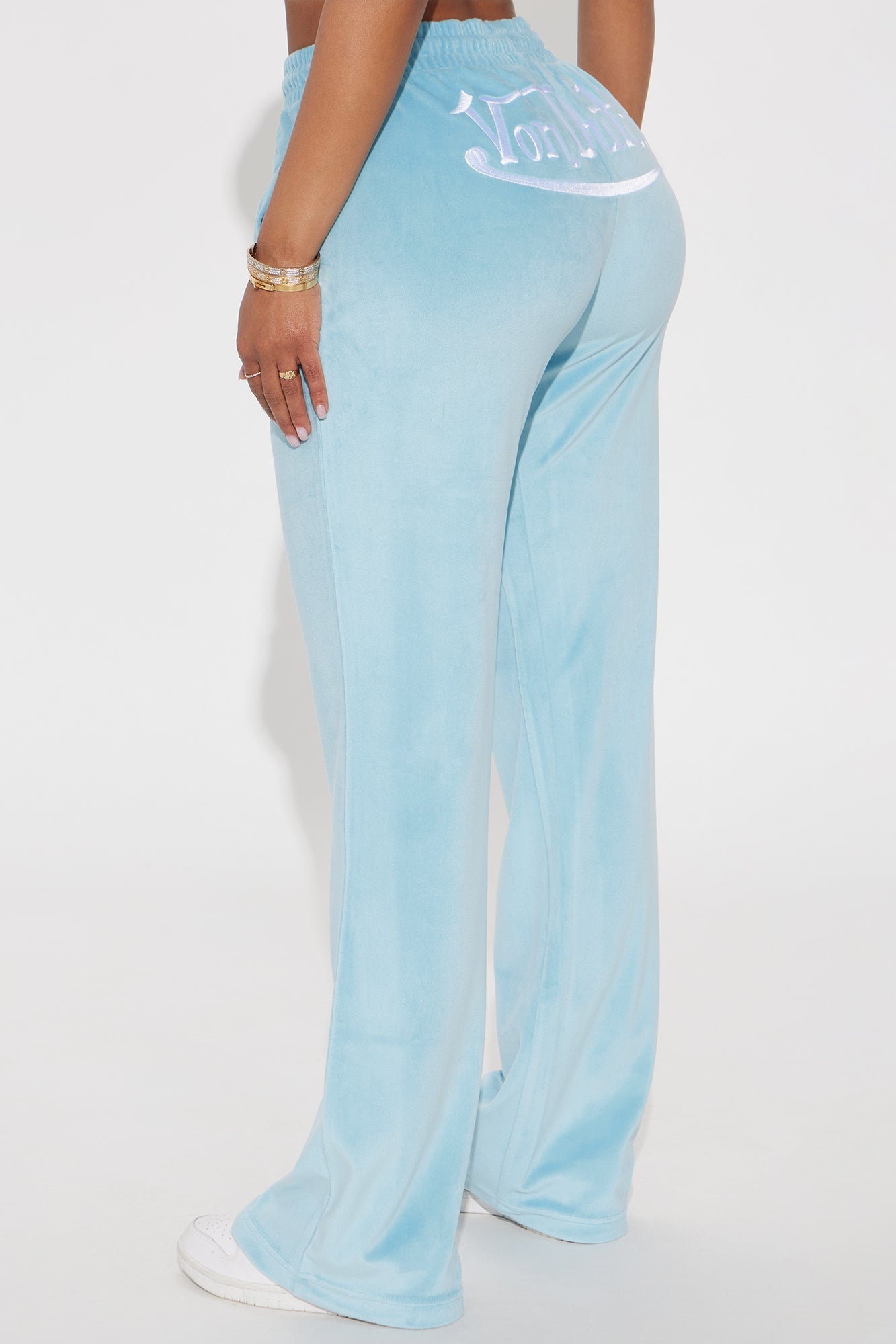 Von Dutch Velour Wide Leg Pant - Blue