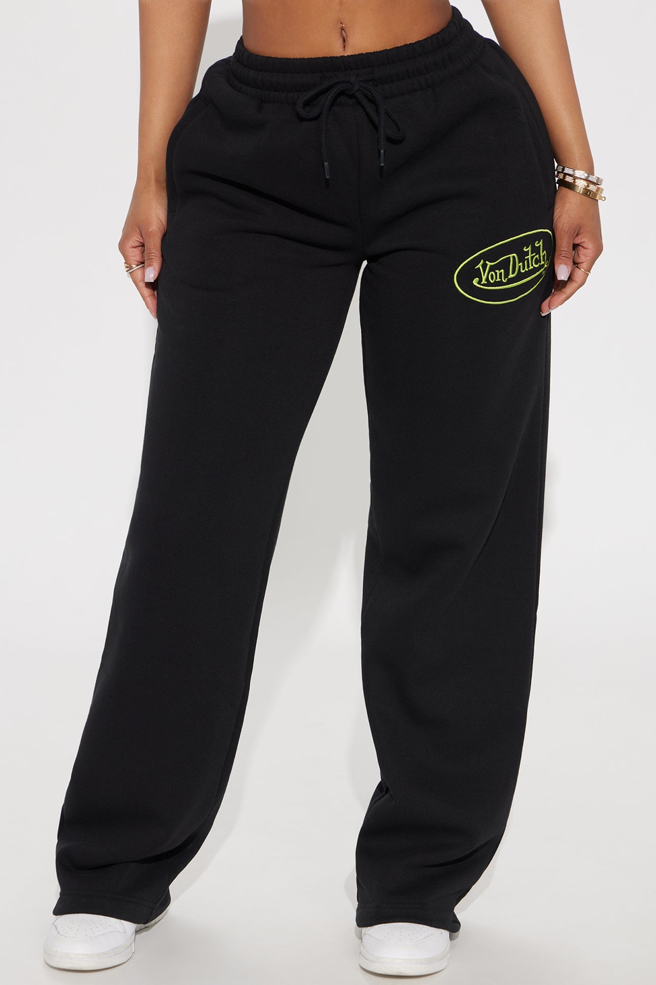 Von Dutch Timeless Wide Leg Pant - Black/Green