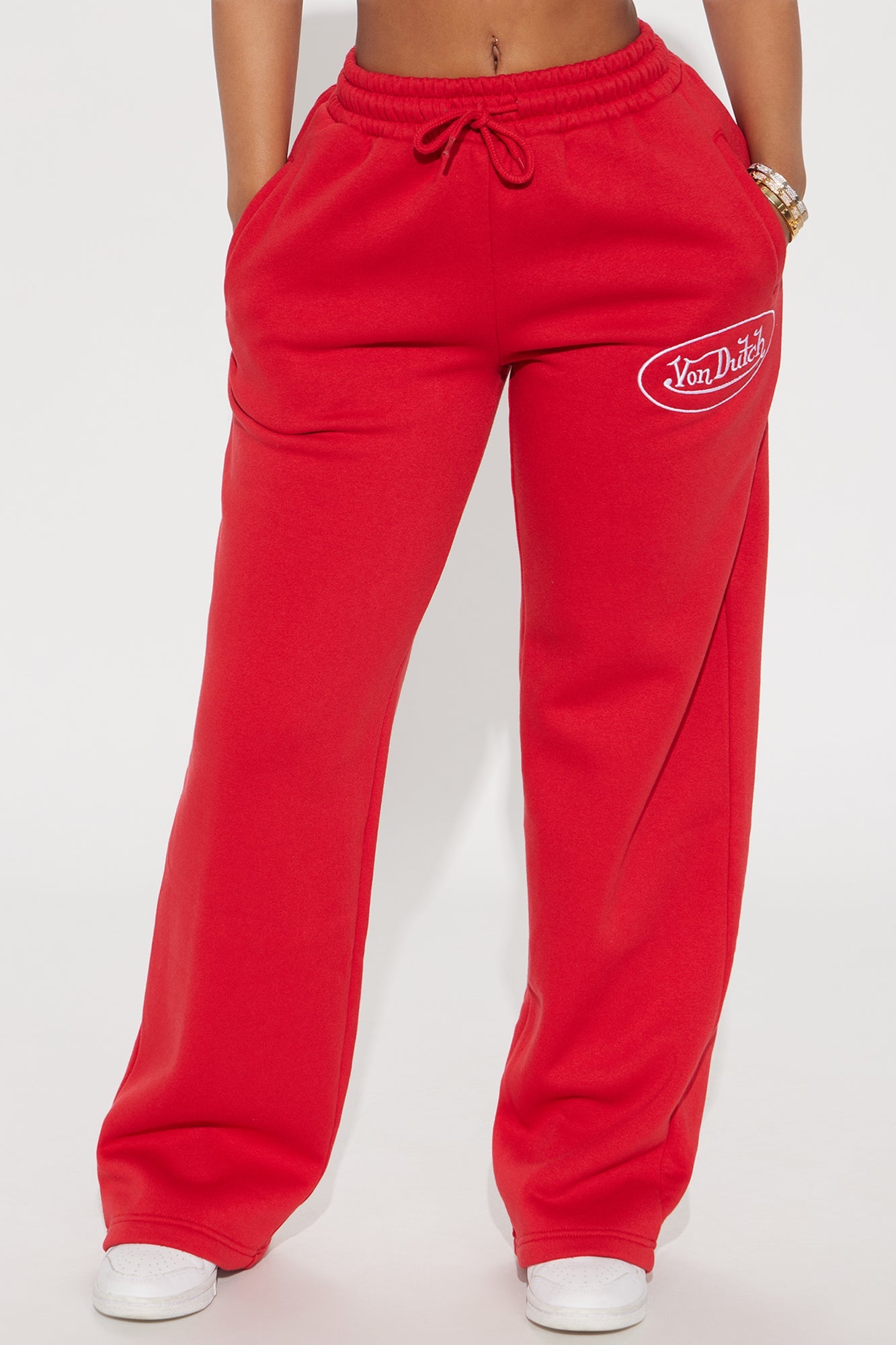 Von Dutch Timeless Wide Leg Pant - Red/White