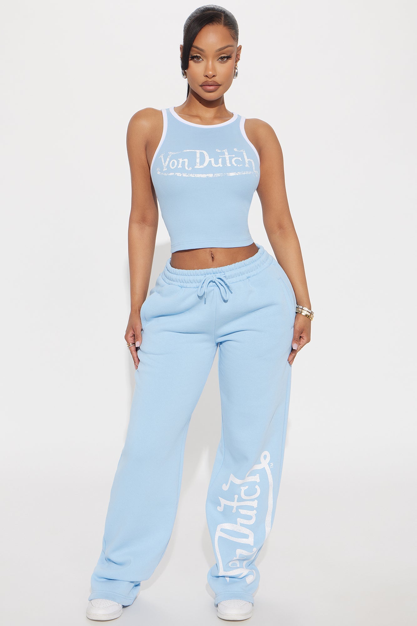 Von Dutch Washed Wide Leg Pant - Blue