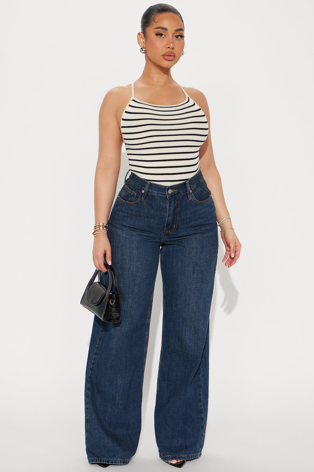 Sybelle Striped Sweater Top - Cream/combo