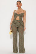 Sweet Seduction Flowy Pant Set - Olive