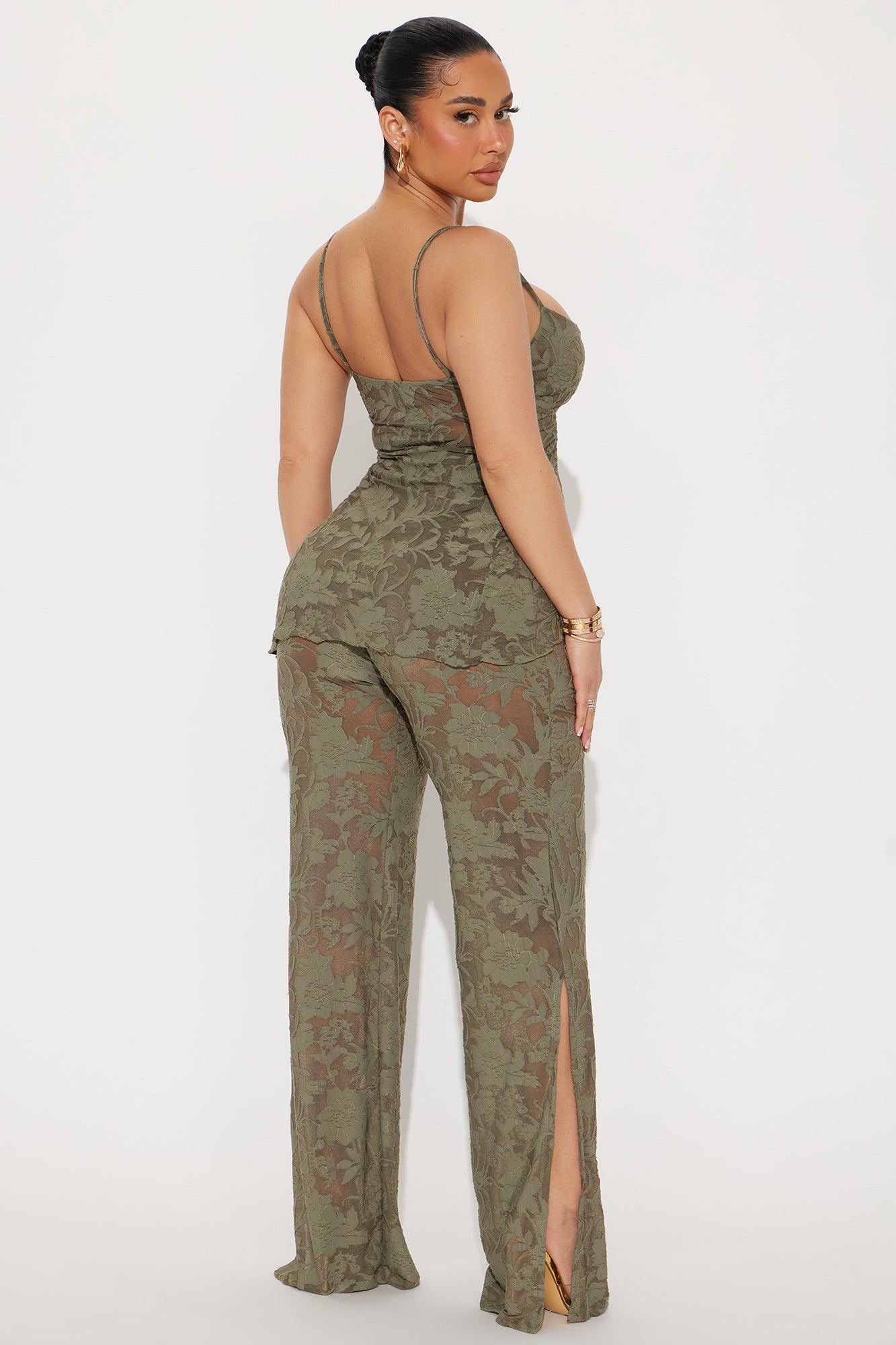 Sweet Seduction Flowy Pant Set - Olive