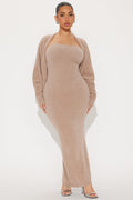 Staying Cozy Maxi Dress Set - Mocha