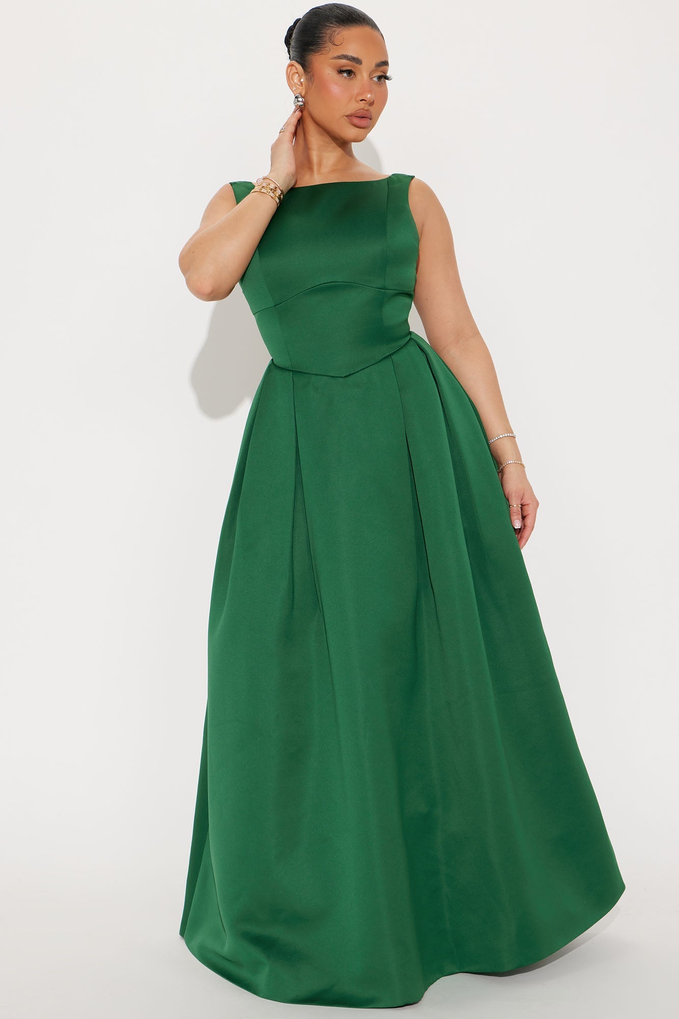Margie Satin Maxi Dress - Hunter
