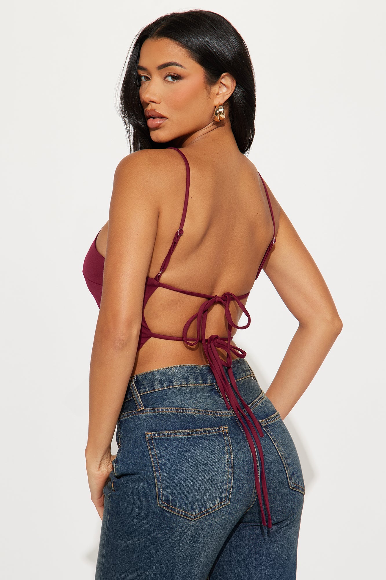 Not What It Seems Backless Top - Wine