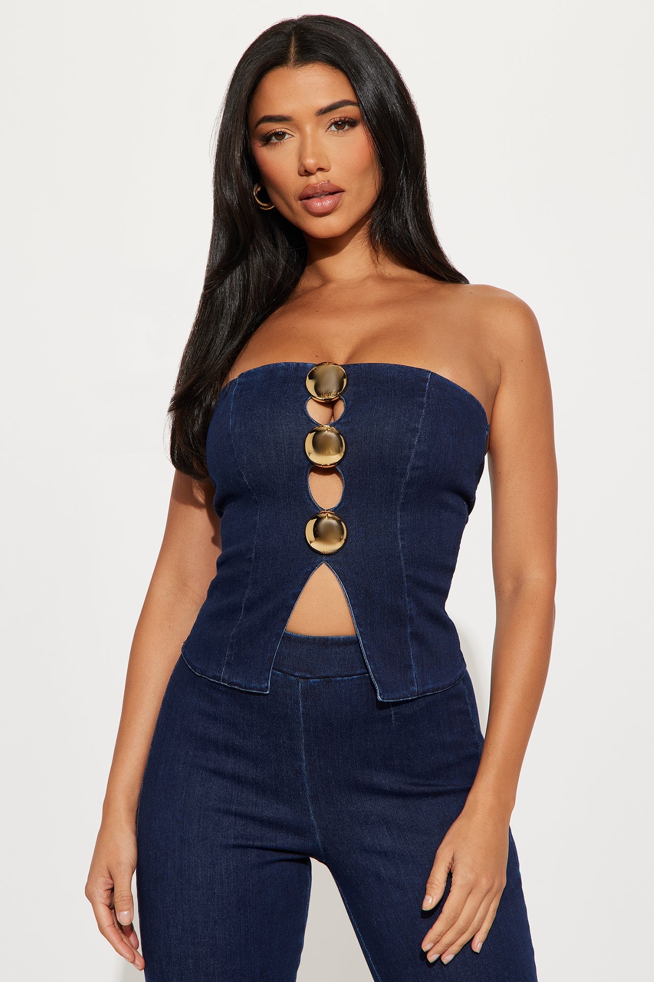 Olivia Denim Pant Set - Dark Wash