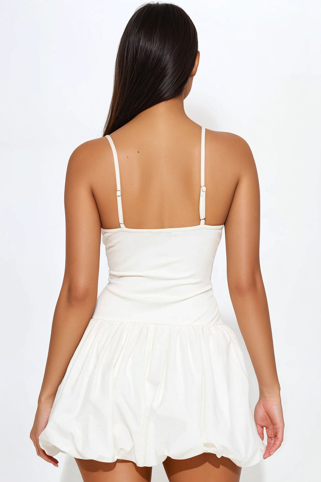 Ballet Core Poplin Bubble Mini Dress - Off White