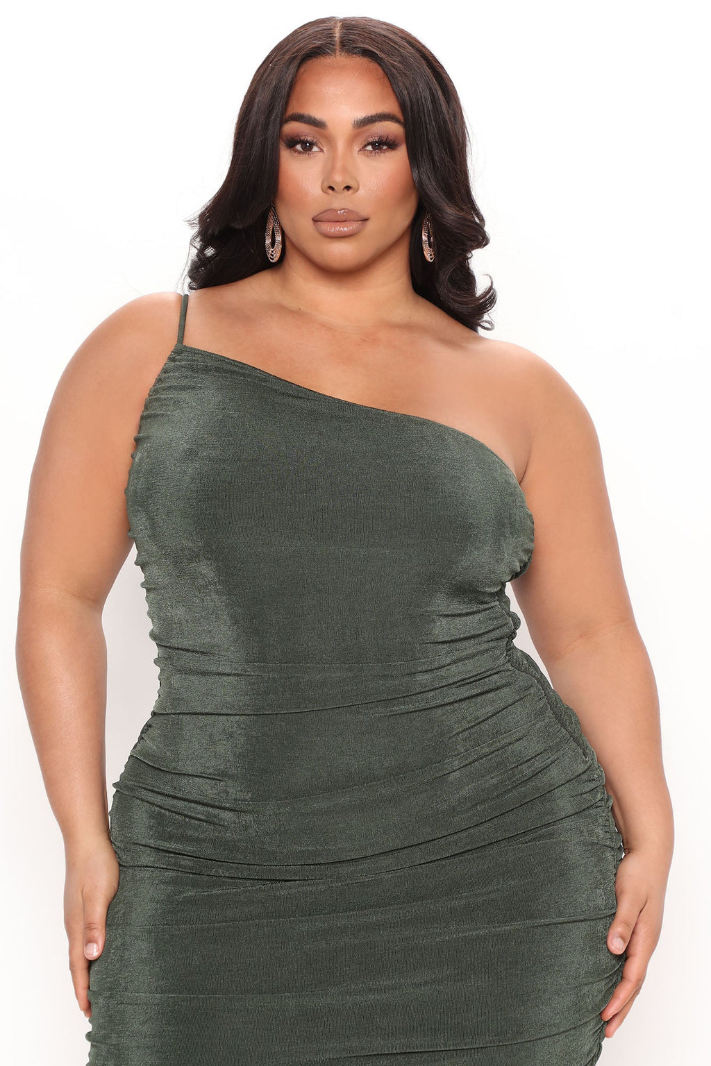 On Board Slinky Midi Dress - Hunter