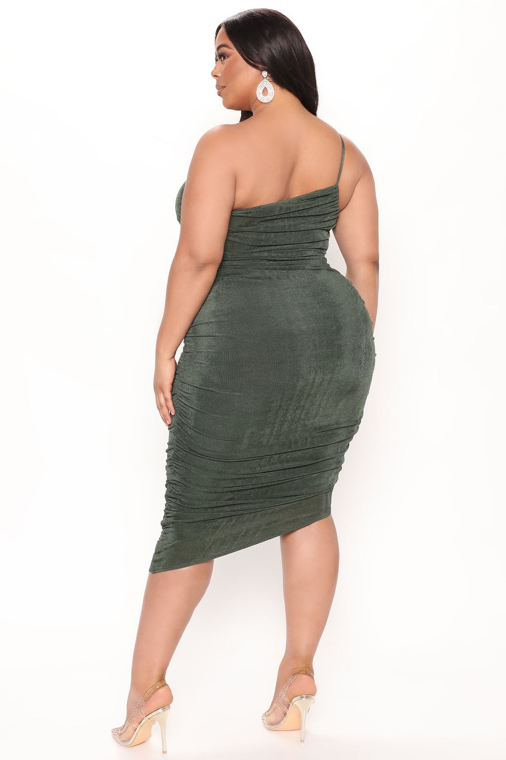 On Board Slinky Midi Dress - Hunter