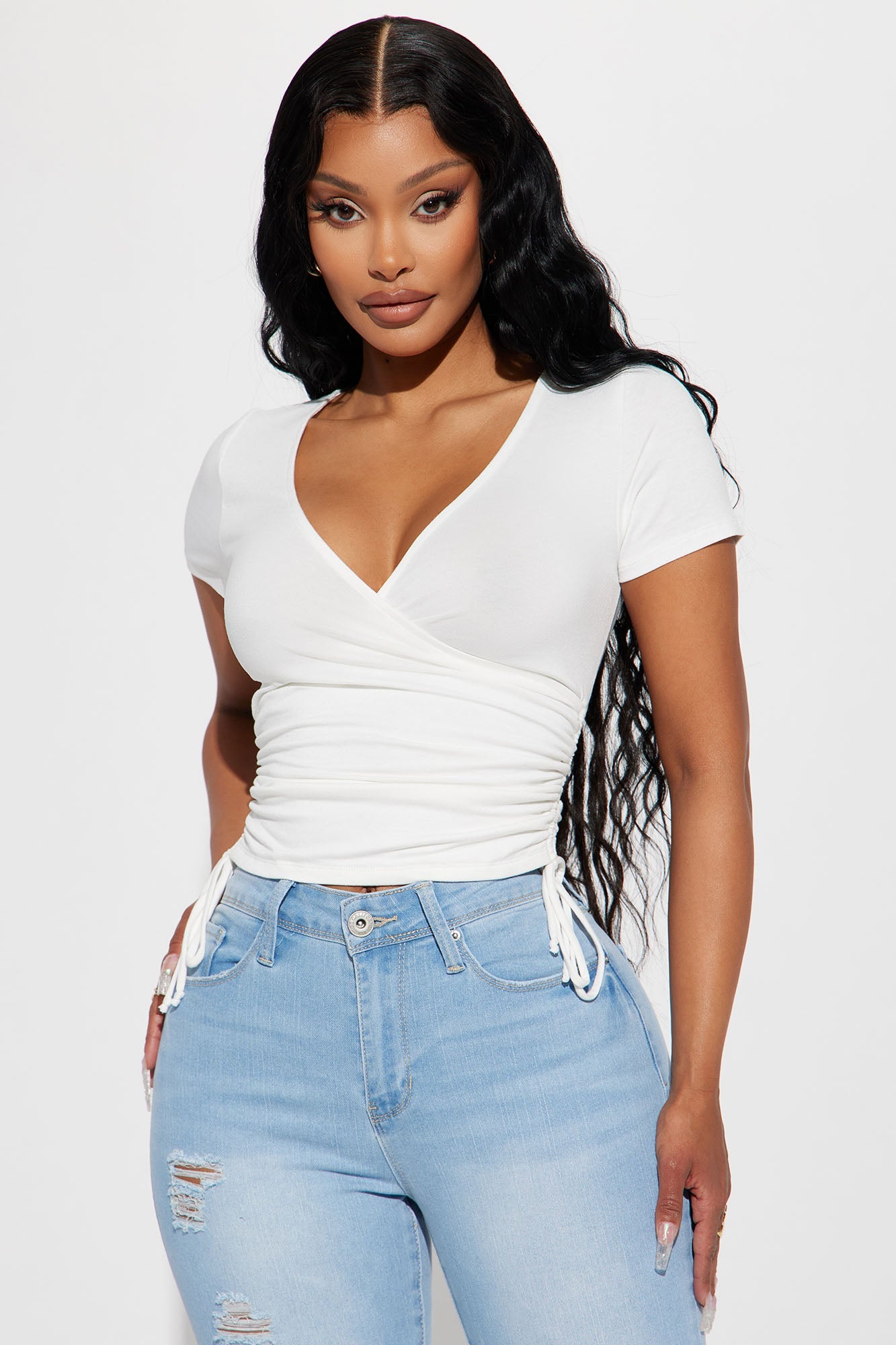 Sienna Surplice Top - Off White